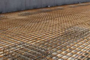 TMT reinforcement mesh laid on a project site — Seegaan Hardware Sri Lanka